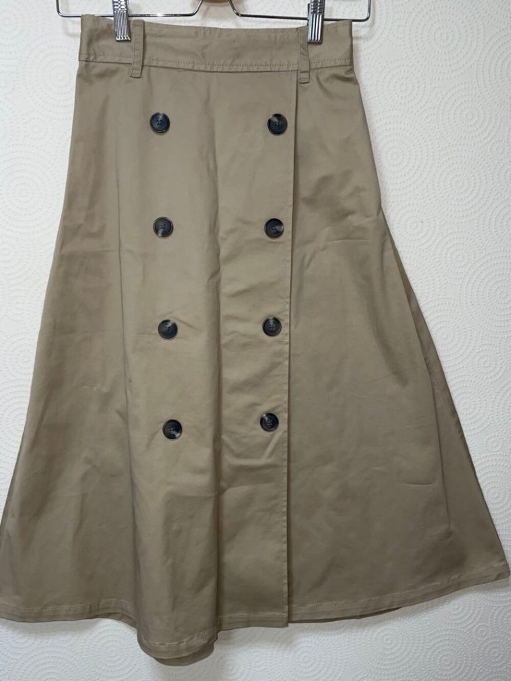 Beaunie Beige Flare Long Skirt Casual